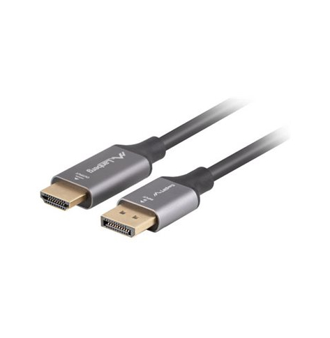 Kabel LANBERG Displayport M -> HDMI M 1.8M 4K Czarno-srebrny