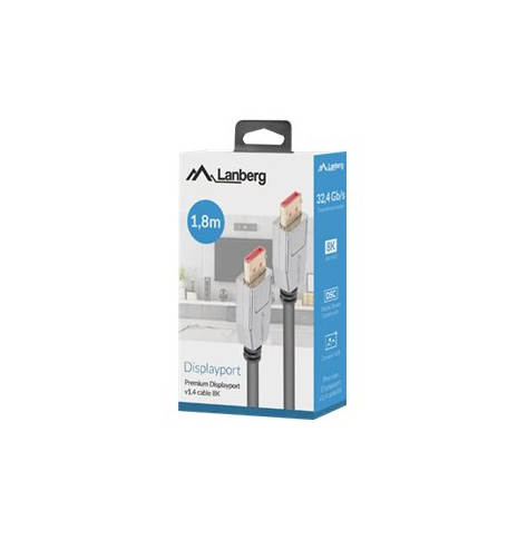 Kabel LANBERG DisplayPort M/M 20 PIN v1.4 1.8m 8K black