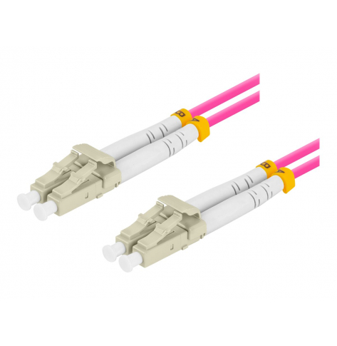 Patchcord LANBERG fiber optic MM LC/UPC-LC/UPC duplex 10m LSZH om4 50/125 3.0mm violet