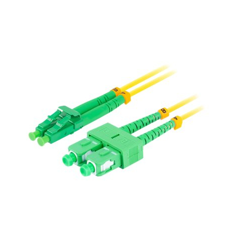 Patchcord LANBERG fiber optic SM SC/APC-LC/APC duplex 2m LSZH g657a1 3.0mm yellow