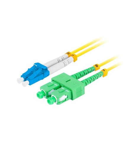 Kabel LANBERG krosowy - G.657.A1 9/125 LC/UPC SC/APC żółty 1m