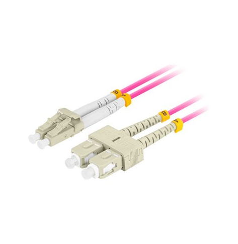 Kabel LANBERG krosowy - OM4 50/125 LC/UPC SC/UPC fioletowy 1m