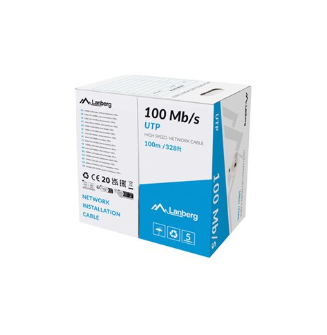 LANBERG LAN UTP 100mb/s 100m CCA drut Szary