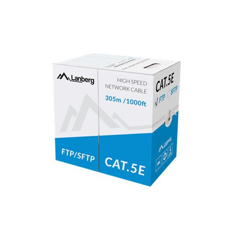 Kabel LANBERG LCF5-11CU-0305-S Lanberg instalacyjny FTP, kat. 5e, drut CU, 305m, szary