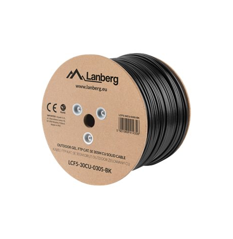 Kabel LANBERG LCF5-30CU-0305-BK Lanberg instalacyjny Zelowany FTP, kat. 5e, drut, CU, 305m, szay