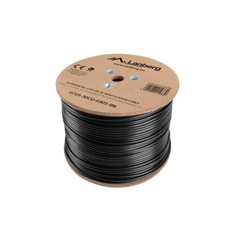 Kabel LANBERG LCU5-30CU-0305-BK Lanberg instalacyjny zel. UTP, kat. 5e, drut, CU, 305m szary