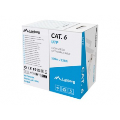 Kabel LANBERG LCU6-11CU-0100-S UTP drut CU kat. 6 100m szary CPR + Fluke passed