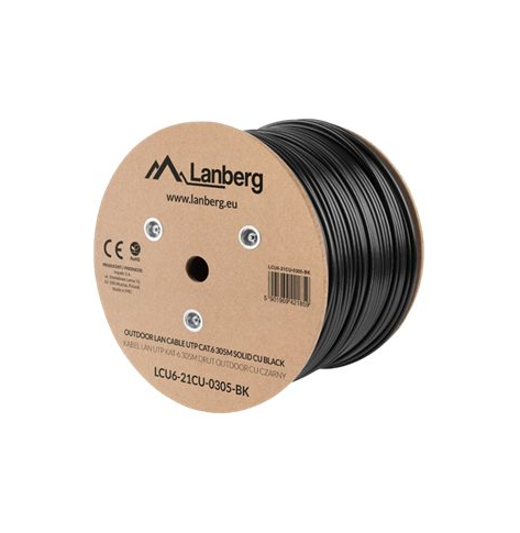 Kabel LANBERG LCU6-21CU-0305-BK Lanberg instalacyjny UTP, kat. 6, drut OUTDOOR CU, 305m, czarny