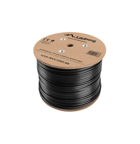 Kabel LANBERG LCU6-30CU-0305-BK Lanberg instalacyjny zel. UTP, kat. 6 , drut, CU, 305m czarny