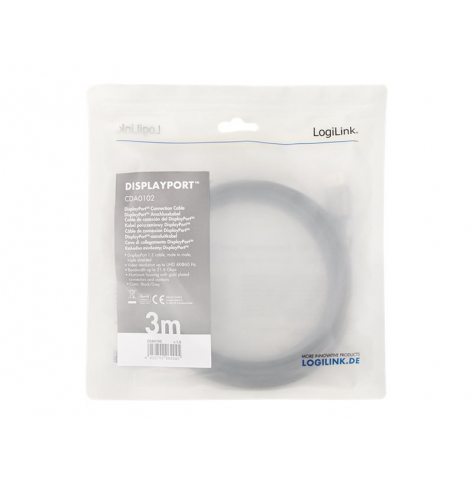 Kabel LOGILINK CDA0102 DisplayPort DP/M do DP/M 4K/60 Hz aluminium czarny/szary 3m