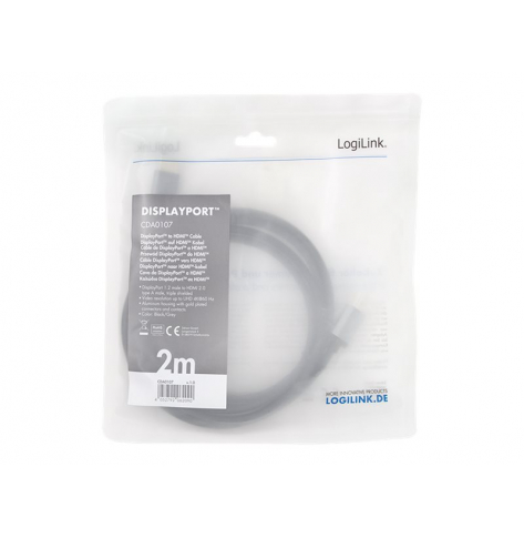 Kabel LOGILINK CDA0107 DisplayPort DP/M na HDMI A/M 4K/60 Hz aluminium czarny/szary 2m