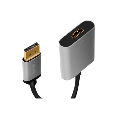 LOGILINK CDA0108 Adapter DisplayPort DP/M na HDMI A/F 4K/60 Hz aluminium czarny/szary 0.15m