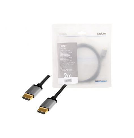 Kabel LOGILINK CHA0101 HDMI A/M to A/M 4K/60 Hz alu czarny/szary 2m