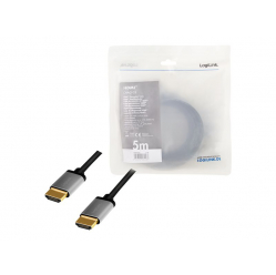 Kabel LOGILINK CHA0103 HDMI A/M to A/M 4K/60 Hz alu czarny/szary 5m