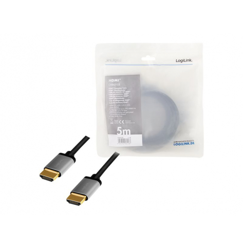 Kabel LOGILINK CHA0103 HDMI A/M to A/M 4K/60 Hz alu czarny/szary 5m
