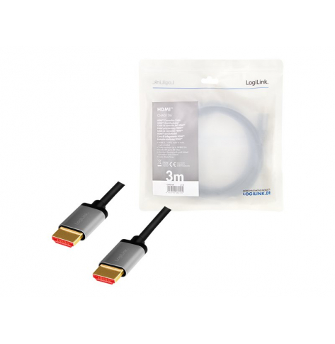 Kabel LOGILINK CHA0106 HDMI A/M to A/M 8K/60Hz alu czarny/szary 3m