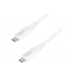 Kabel LOGILINK CU0180 USB 4 Gen3x2 Type-C C/M na USB-C/M E-mark PD 8K bialy 0.8m