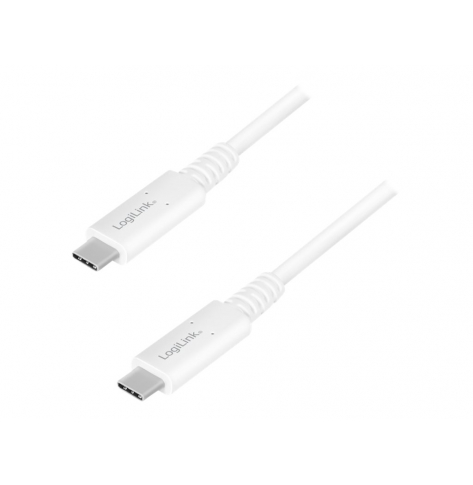 Kabel LOGILINK CU0180 USB 4 Gen3x2 Type-C C/M na USB-C/M E-mark PD 8K bialy 0.8m