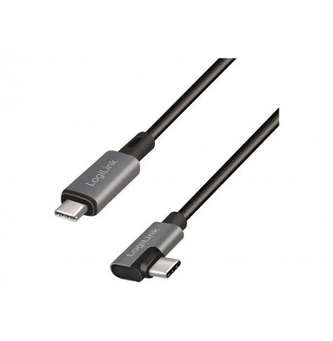 Kabel LOGILINK CU0182 USB 2.0 Type-C C/M katowy na USB-C/M E-mark PD czarny 1m