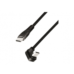 Kabel LOGILINK CU0190 USB 2.0 Type-C C/M katowy na USB-C/M aluminium czarny 1m
