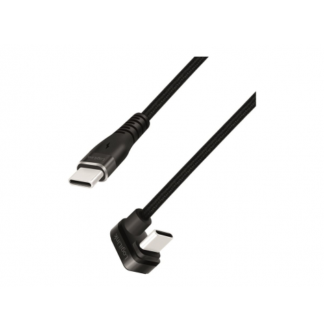 Kabel LOGILINK CU0190 USB 2.0 Type-C C/M katowy na USB-C/M aluminium czarny 1m