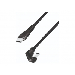 Kabel LOGILINK CU0191 USB 2.0 Type-C C/M katowy na USB-C/M aluminium czarny 2m