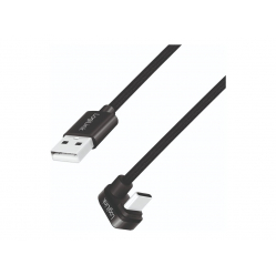 Kabel LOGILINK CU0192 USB 2.0 Type-C C/M katowy na USB-A/M aluminium czarny 1m