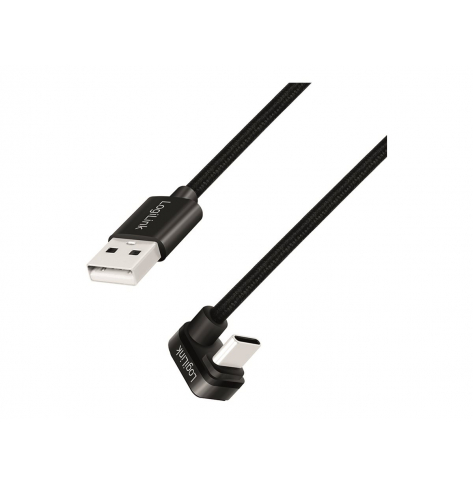 Kabel LOGILINK CU0195 USB 2.0 Type-C C/M katowy na USB-A/M aluminium czarny 3m