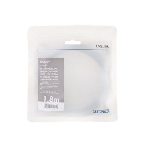 Kabel LOGILINK CUA0101 USB typu C C/M na HDMI/M 4K aluminium czarny/szary 1.8m