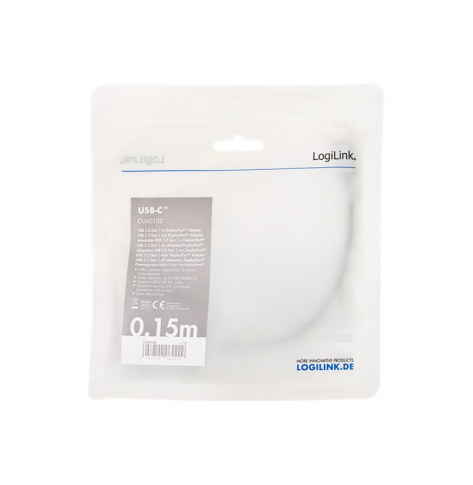 Kabel LOGILINK CUA0102 Adapter USB typu C C/M na DP/F 4K aluminium czarny/szary 0.15m