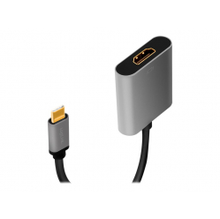 Kabel LOGILINK CUA0103 Adapter USB typu C C/M na HDMI 4K aluminium czarny/szary 0.15m