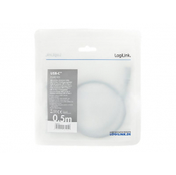 Kabel LOGILINK CUA0105 USB 3.2 Gen2 Type-C C/M na USB-C/F 4K aluminium czarny/szary 0.5m