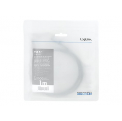 Kabel LOGILINK CUA0107 USB 3.2 Gen2 Type-C C/M na USB-C/M E-mark PD 4K aluminium czarny/szary 1m