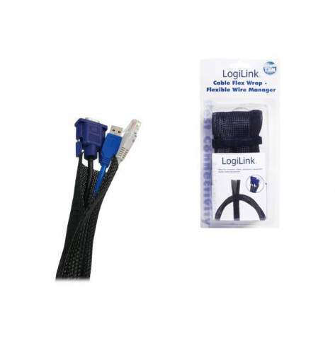 LOGILINK KAB0006 Elastyczny organizator kabli, czarny