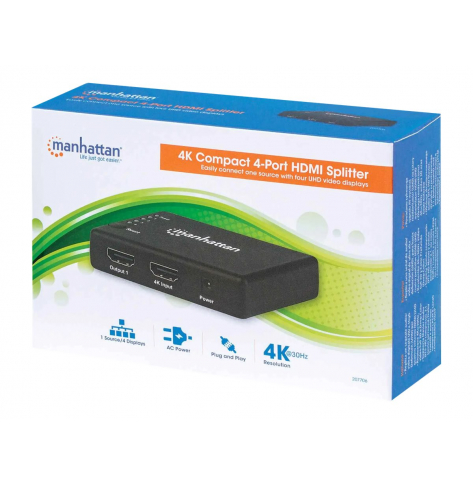 MANHATTAN 207706 Rozdzielacz AV splitter HDMI 1.4 1x4 4K 30Hz UHD AC