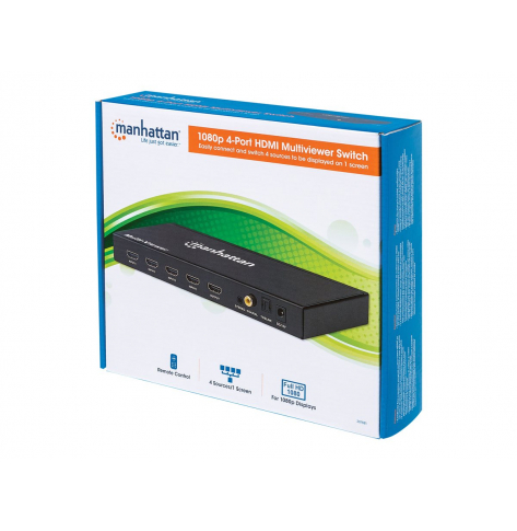 MANHATTAN 207881 4-portowy przelacznik AV HDMI multiviewer 4x1 Full HD 1080p pilot