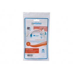 Kabel MANHATTAN 324069 Hi-Speed USB 2.0 A - Micro-B M/M 1,8m bialy