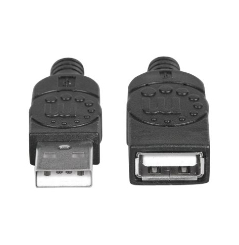 Kabel MANHATTAN 338653 Przedluzacz USB 2.0 A-A M/z 1,8m czarny