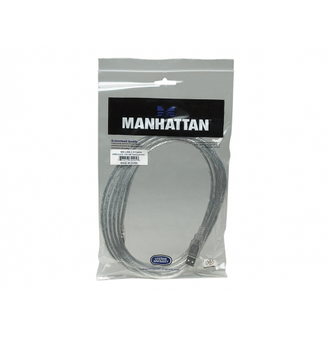 Kabel MANHATTAN 340458 USB 2.0 A-B M/M 3m srebrny