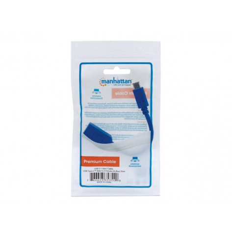 Kabel MANHATTAN 353540 USB 3.1 Gen1 USB C/USB A M/F 15cm niebieski