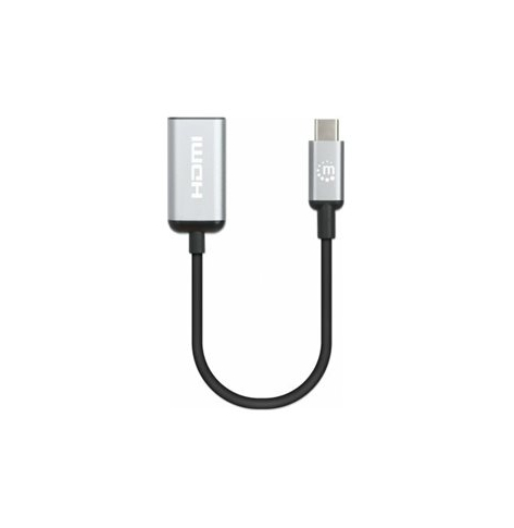 MANHATTAN 4K60Hz Adapter USB 3.2 Type-C Male to HDMI Female 15 cm Aluminum czarny