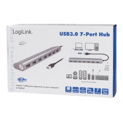Kabel LOGILINK UA0308 - Hub USB 3.0, 7-portowy, aluminiowa obudowa