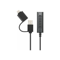Kabel MANHATTAN 2-in-1 USB-C and USB-A / 3.5mm Stereo Audio Aux Volume and Mute Control 0.91m czarny