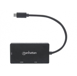 MANHATTAN 152983 Konwerter adapter USB-C 3.1 na HDMI / DVI / VGA M/F 4K 1080p czarny