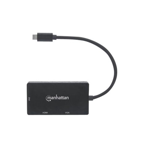 MANHATTAN 152983 Konwerter adapter USB-C 3.1 na HDMI / DVI / VGA M/F 4K 1080p czarny