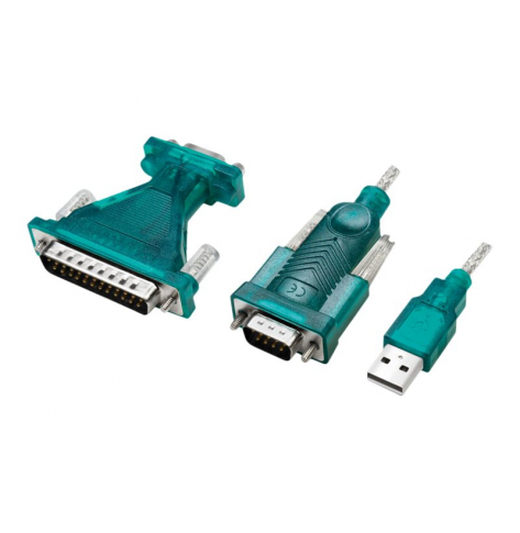 Cable LOGILINK UA0042B USB2.0 USB-A/M to DB9/M + DB25/M Win11 1.3m