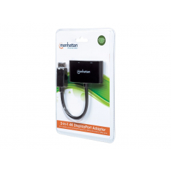 MANHATTAN 152587 Konwerter adapter DisplayPort DP na HDMI/VGA M/F pasywny czarny