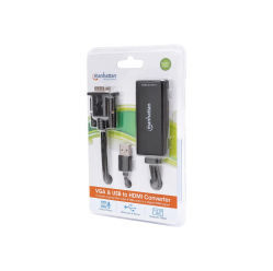 MANHATTAN 152426 Adapter konwerter VGA z USB audio na HDMI M/F 1080p czarny