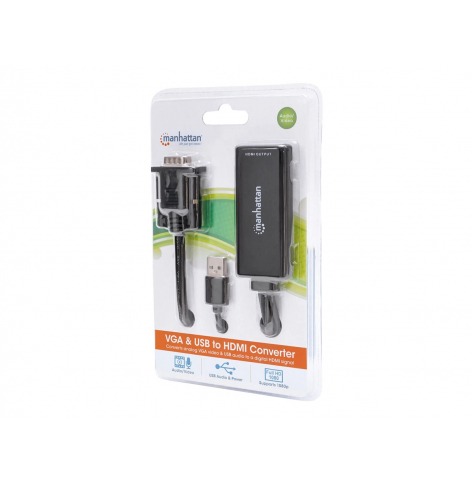 MANHATTAN 152426 Adapter konwerter VGA z USB audio na HDMI M/F 1080p czarny