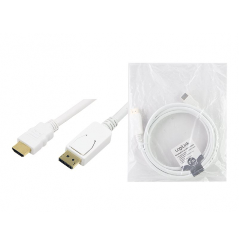Kabel LOGILINK CV0055 - Display Port to HDMI White 2m